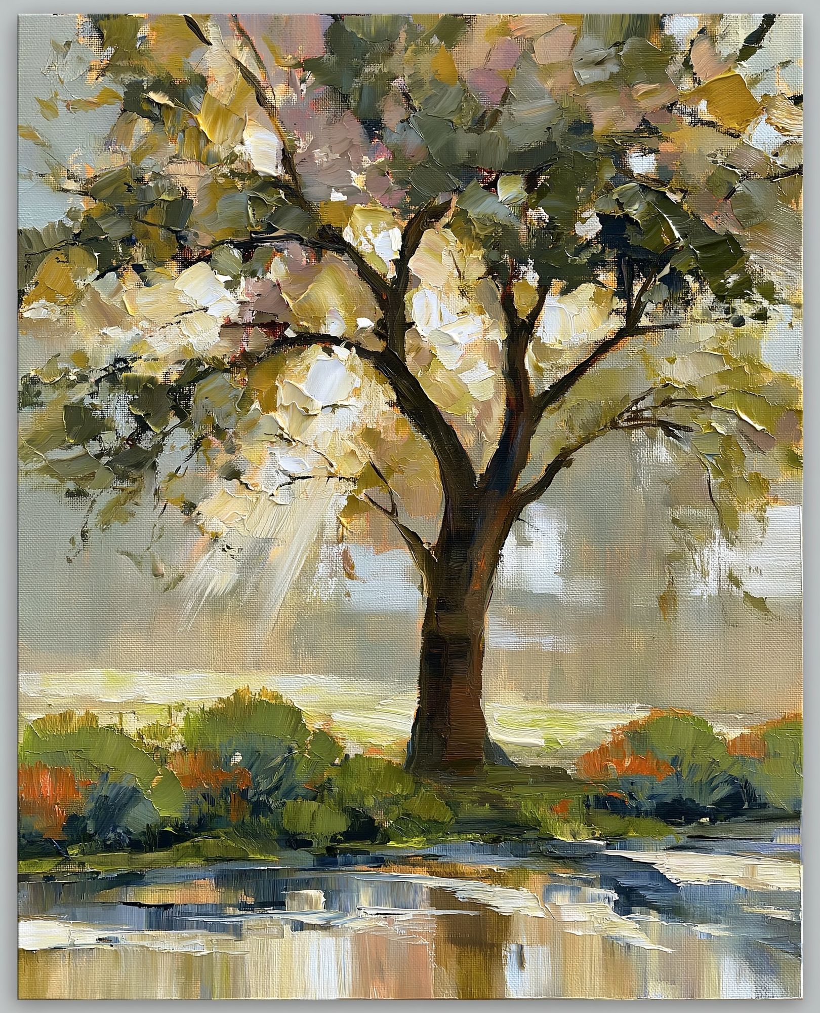 Sunlit Tree Landscape Print. poster — fine-art art