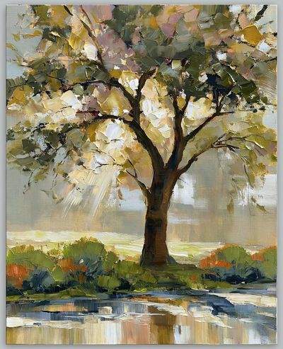 Sunlit Tree Landscape Print.
