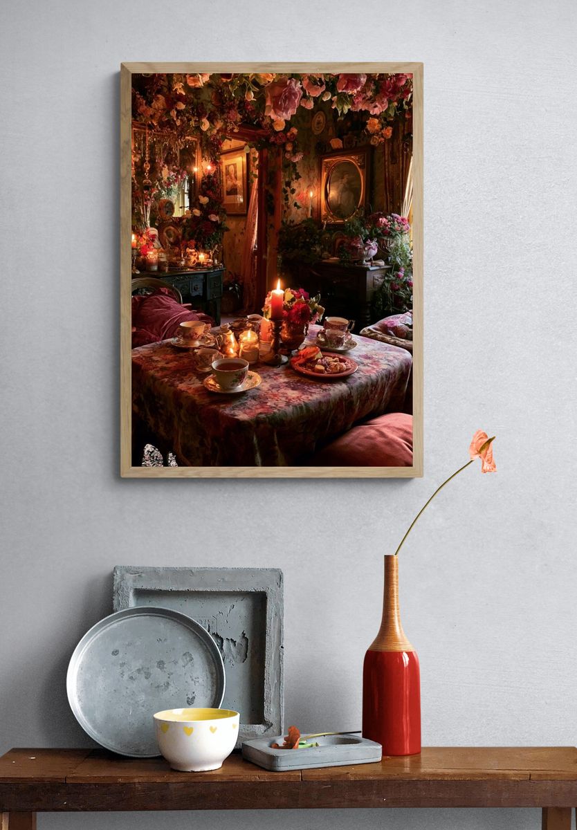 Romantic Floral Tea Room Print. — room view 3