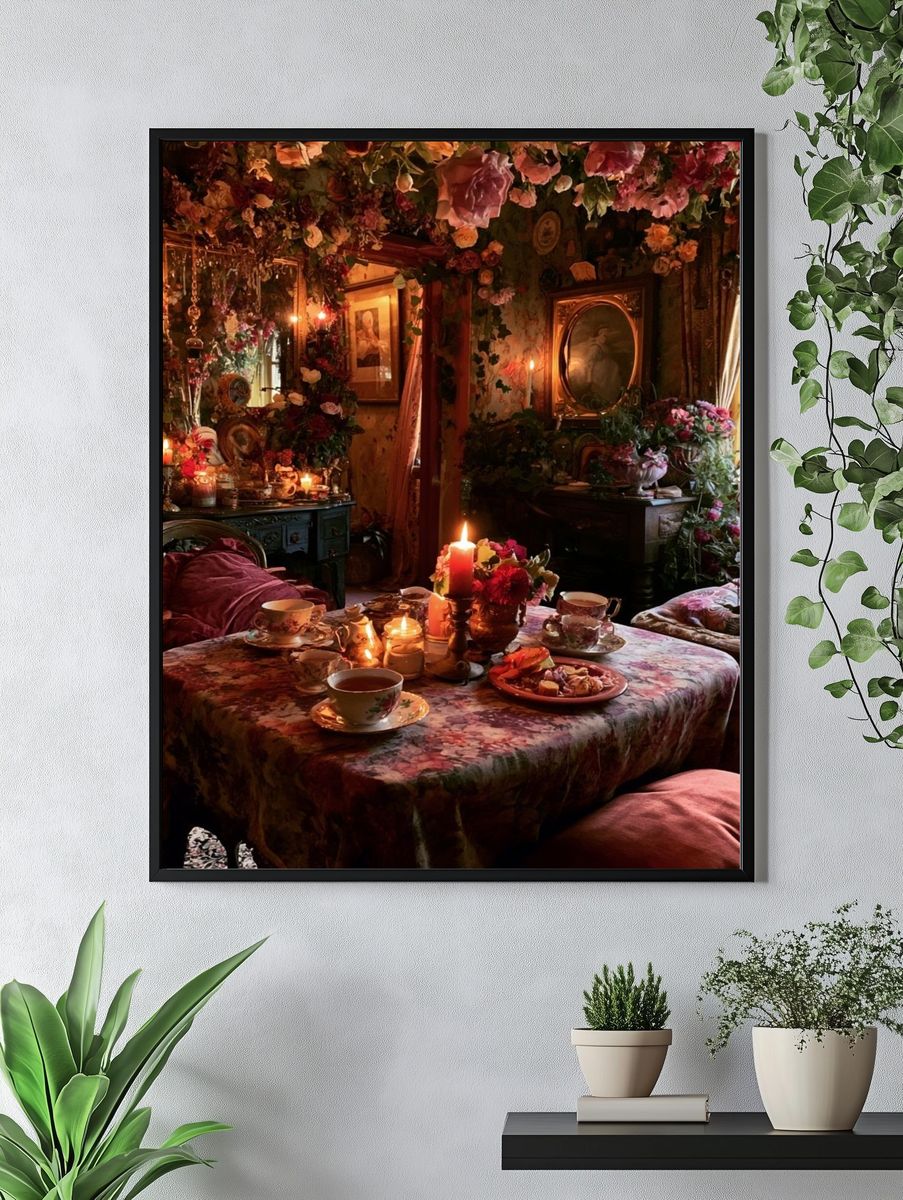 Romantic Floral Tea Room Print. — room view 4