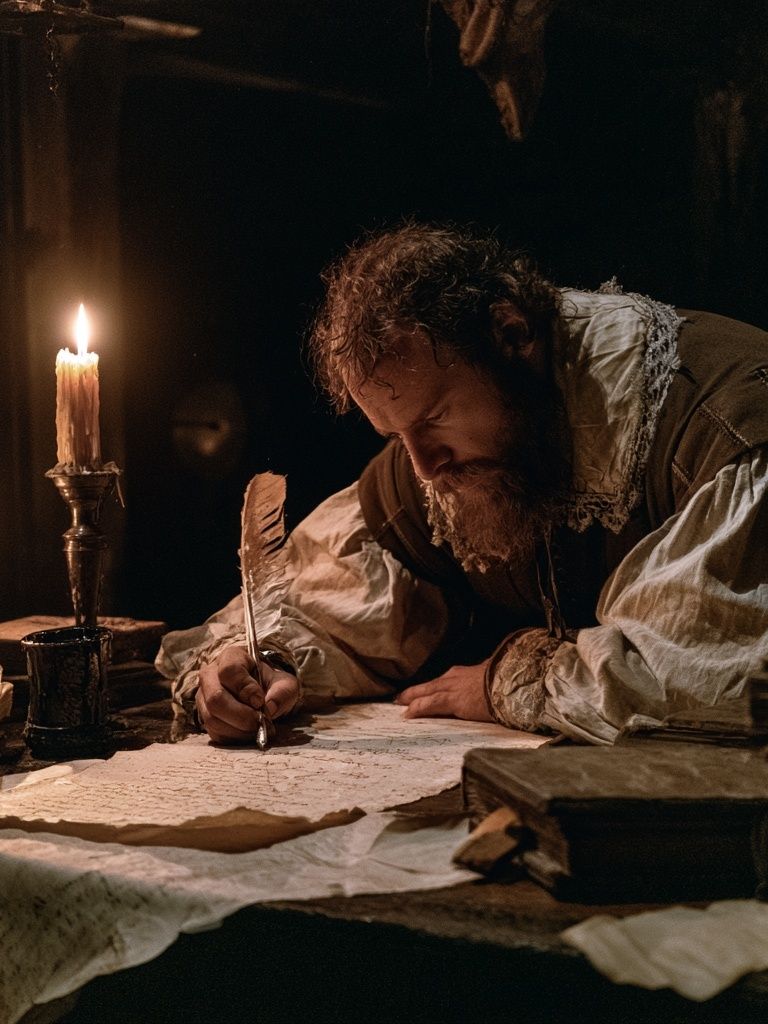 Medieval Scribe Candlelight Poster. poster detail
