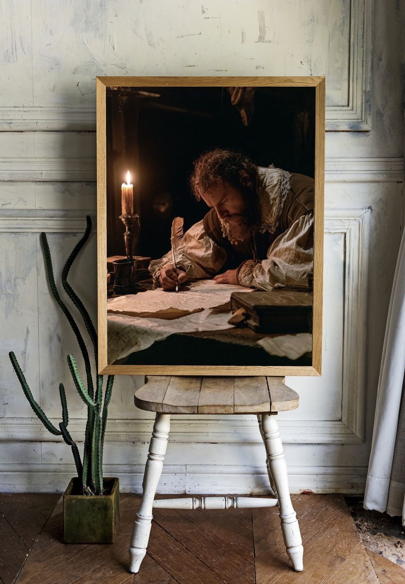 Medieval Scribe Candlelight Poster. — room view 1