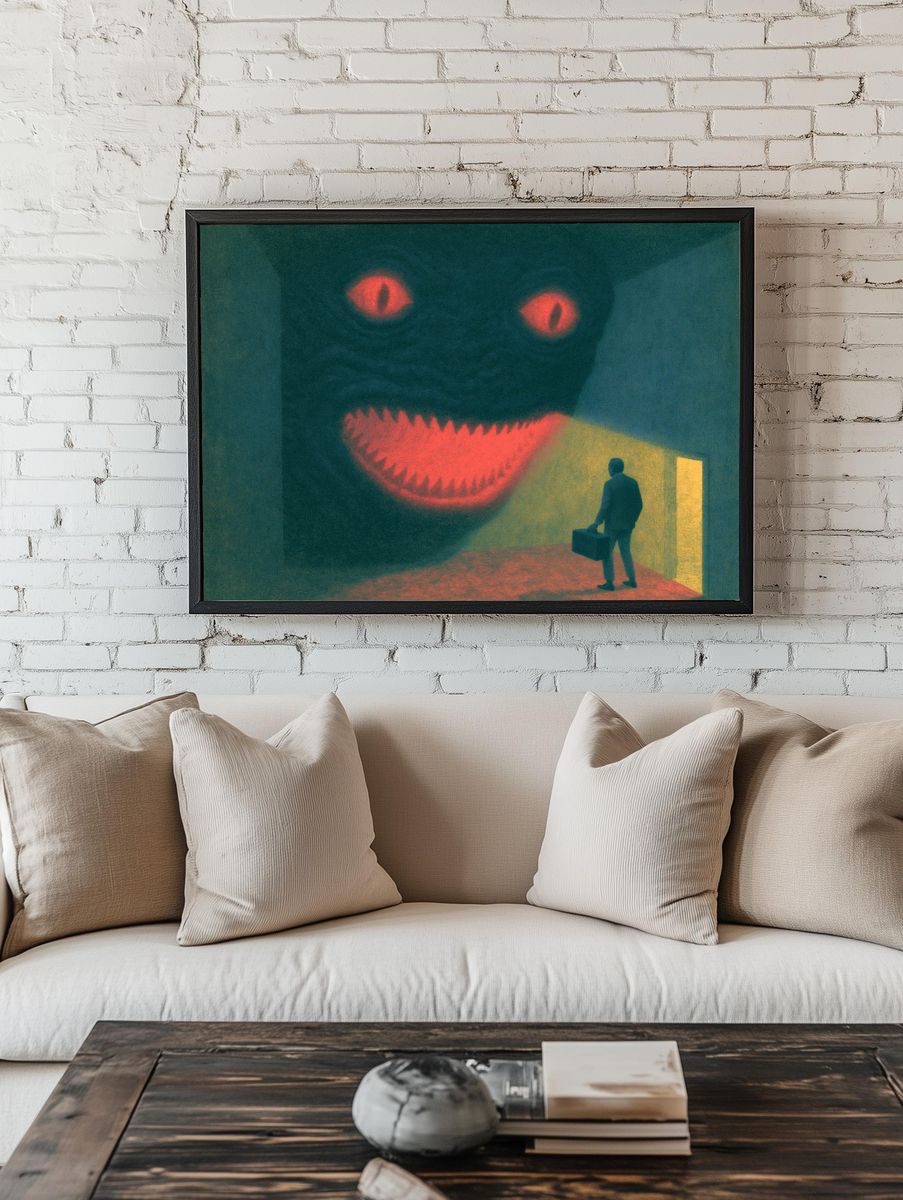 Surreal Monster Hallway Print. — room view 1
