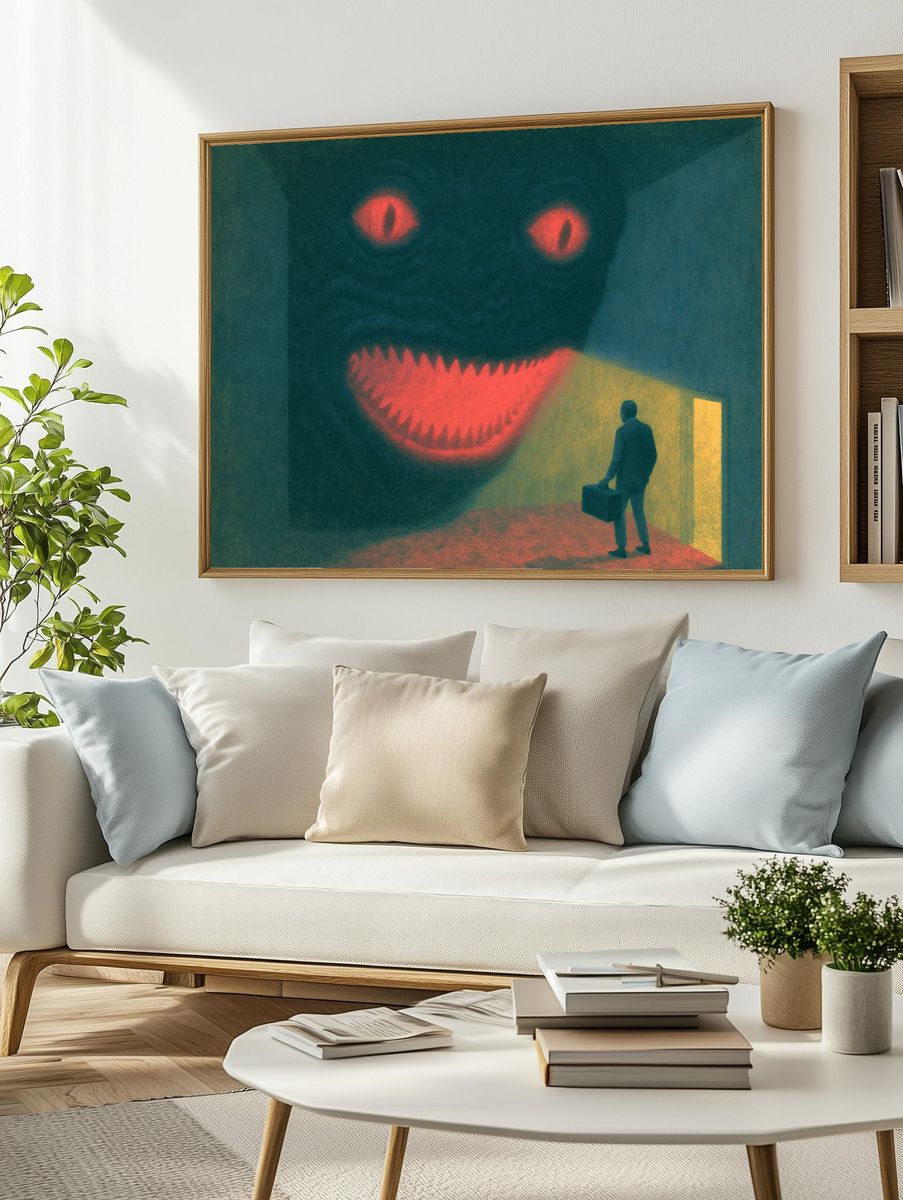 Surreal Monster Hallway Print. — room view 2
