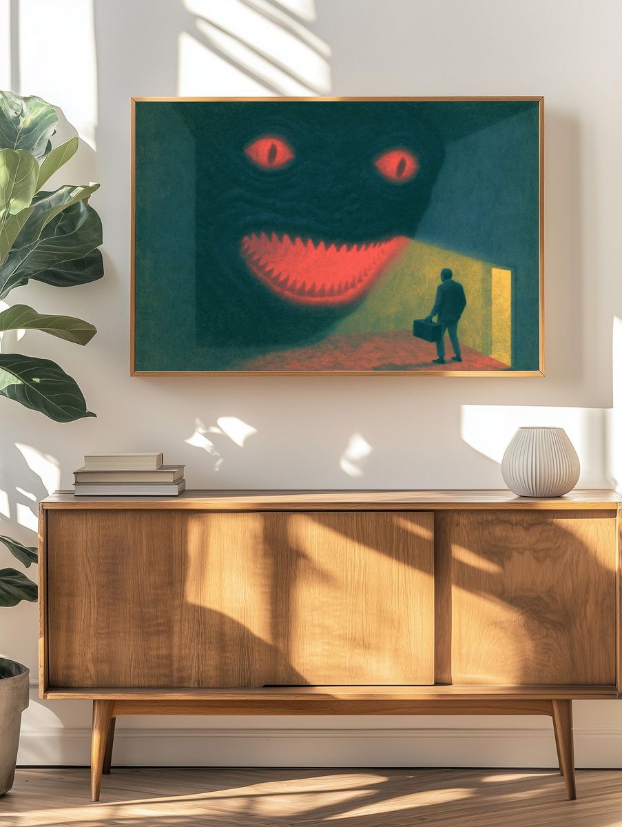 Surreal Monster Hallway Print. — room view 3