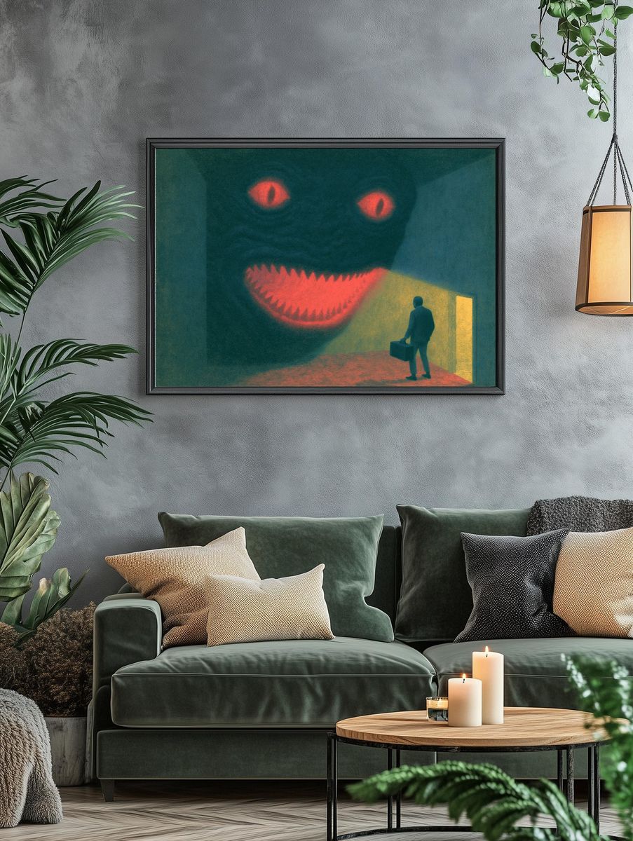 Surreal Monster Hallway Print. — room view 4