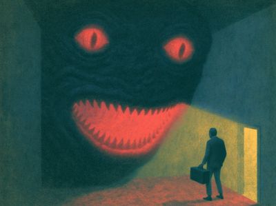 Surreal Monster Hallway Print.