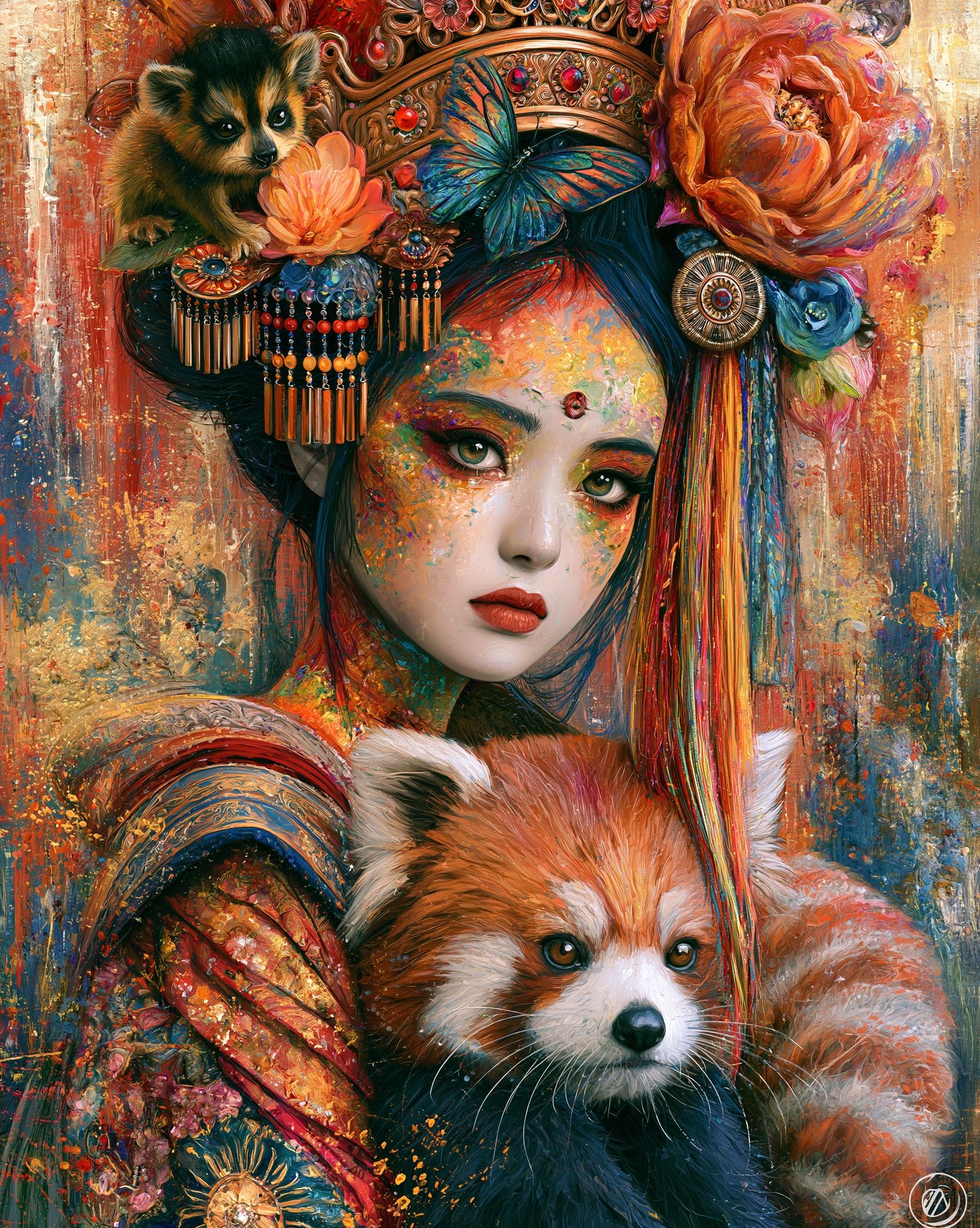 Bohemian Geisha and Red Panda Print. poster detail