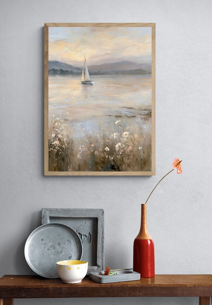 Sailboat at Dawn Fine-Art Print. — room view 3