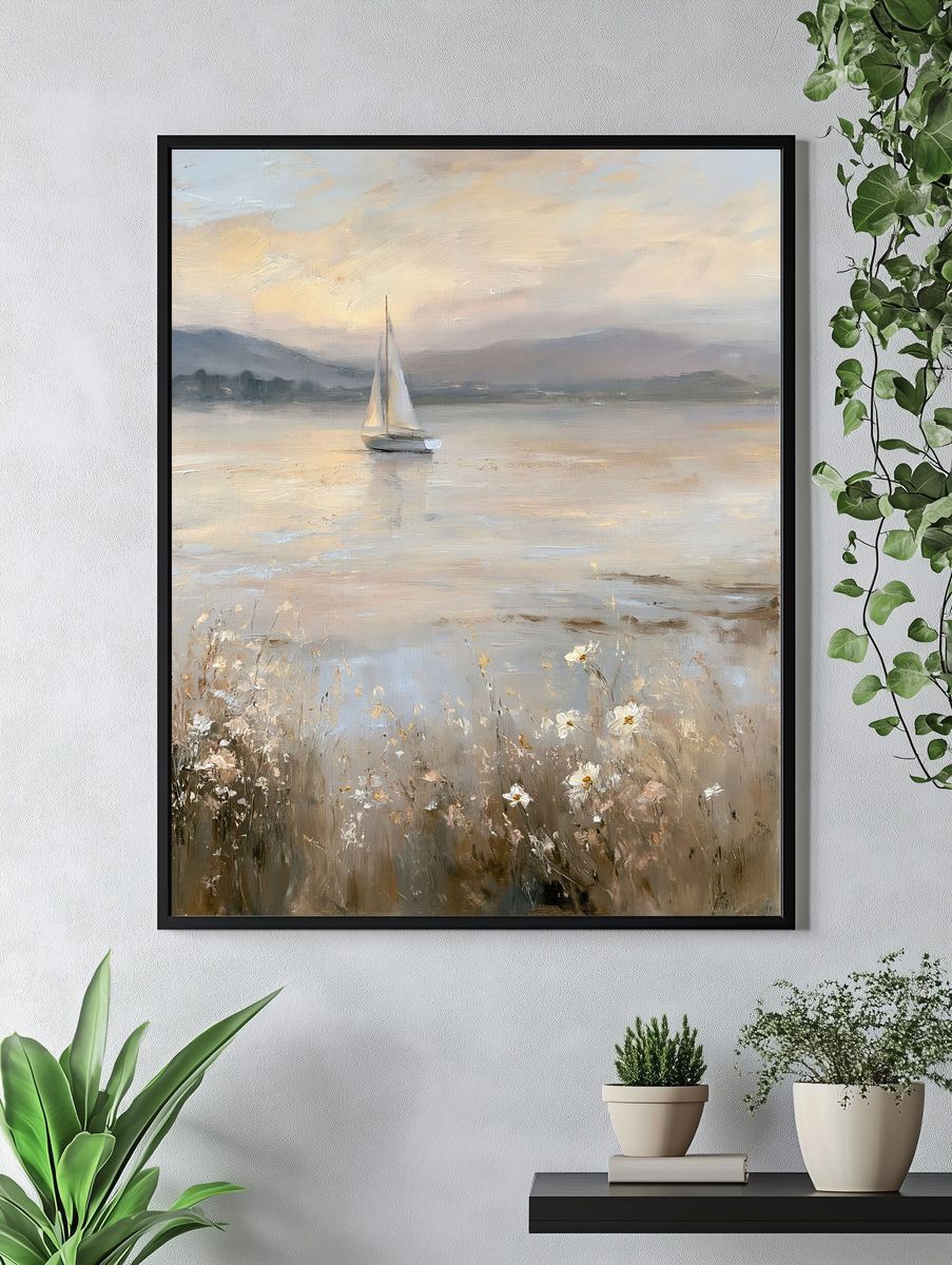 Sailboat at Dawn Fine-Art Print. — room view 4