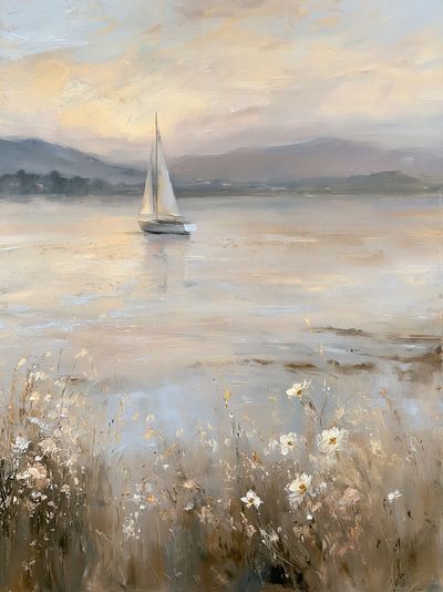 Sailboat at Dawn Fine-Art Print. poster