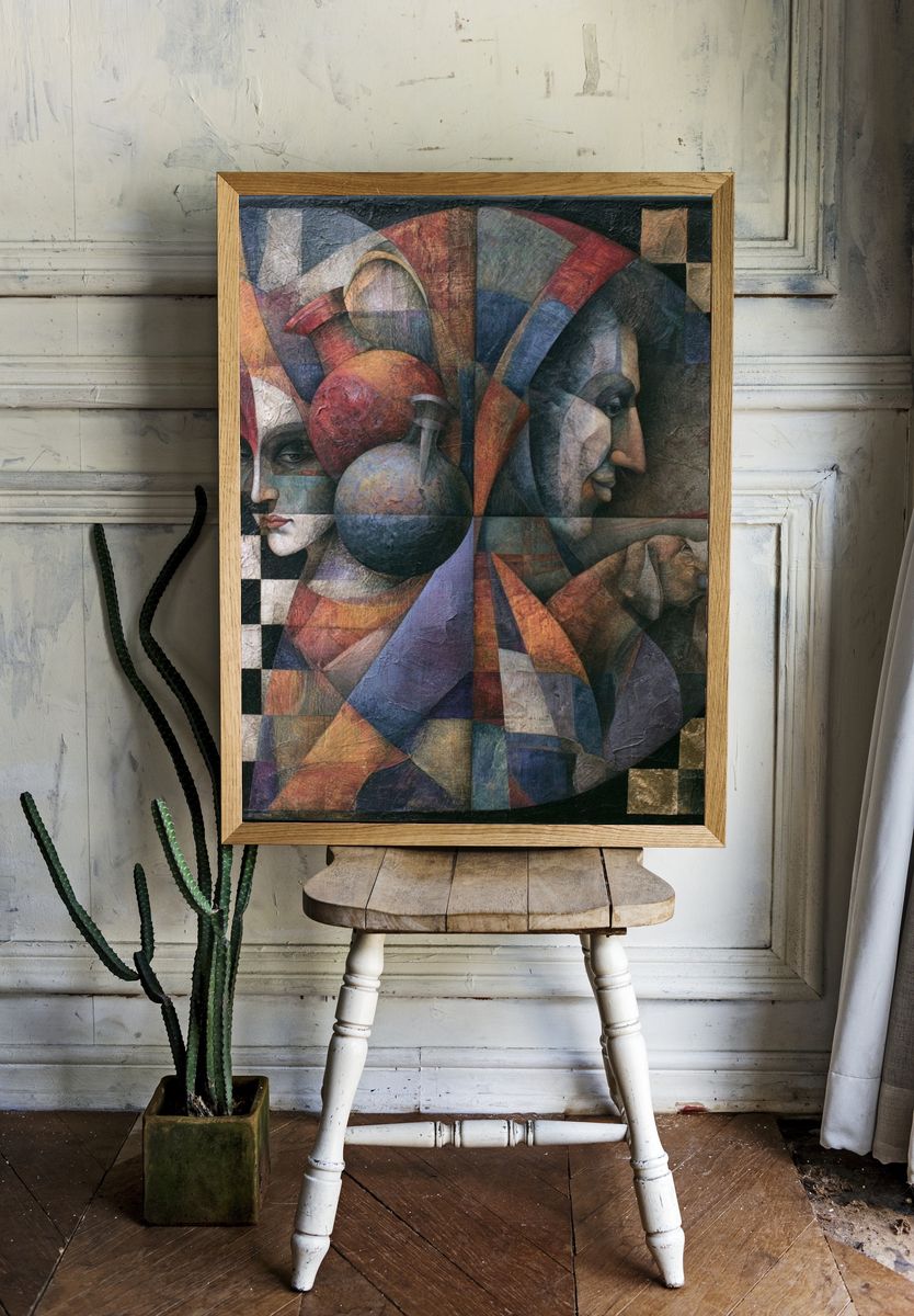 Cubist Faces Fine-Art Print. room preview