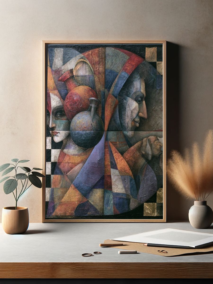 Cubist Faces Fine-Art Print. — room view 2