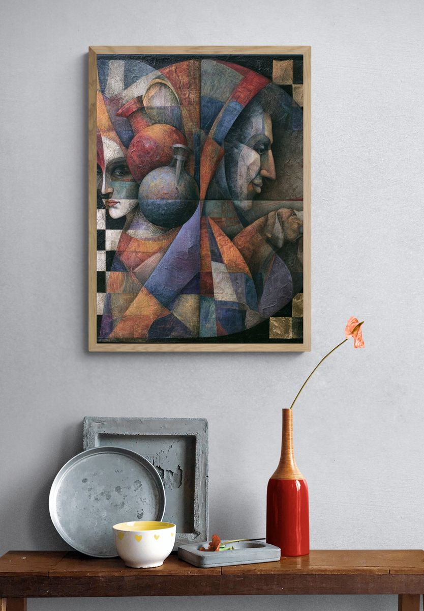 Cubist Faces Fine-Art Print. — room view 3