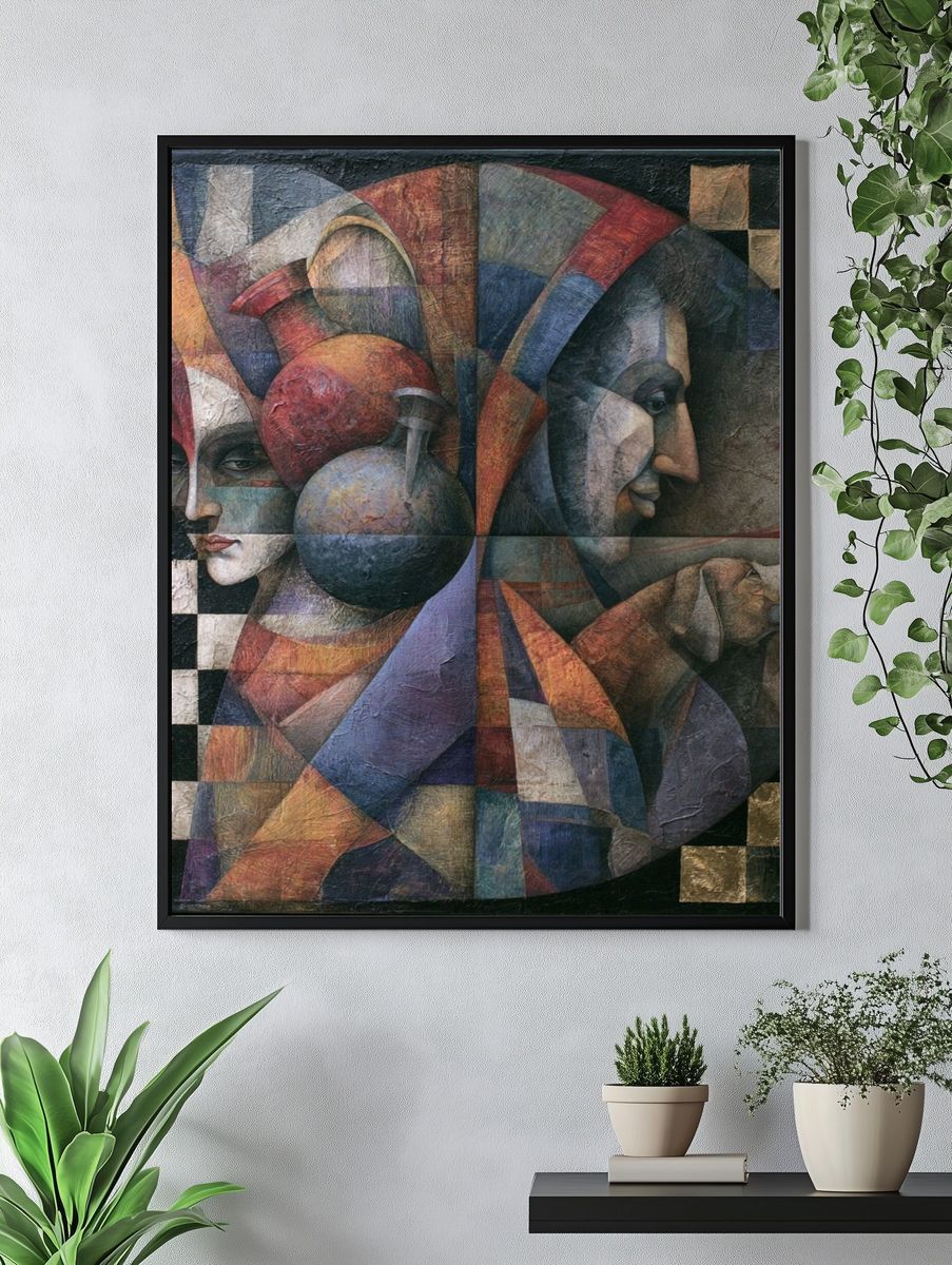 Cubist Faces Fine-Art Print. — room view 4
