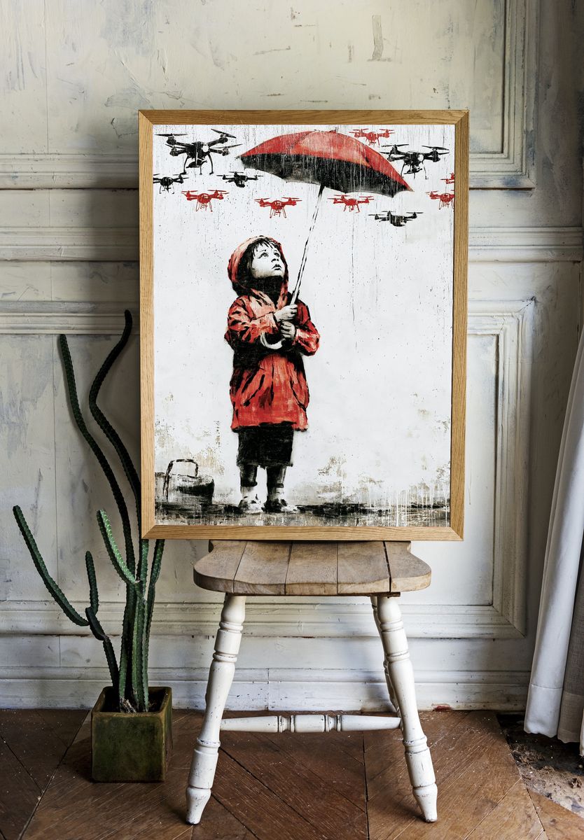 Girl with Umbrella Street-Art Poster. — room view 1
