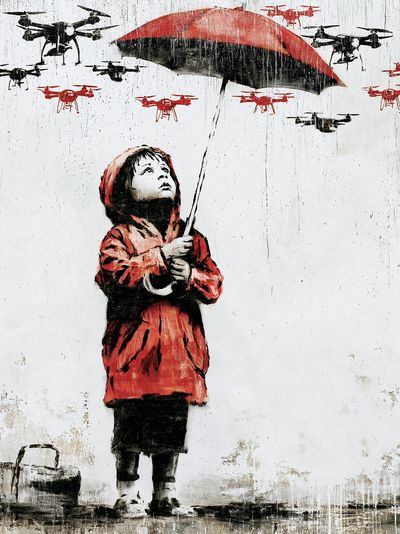 Girl with Umbrella Street-Art Poster.