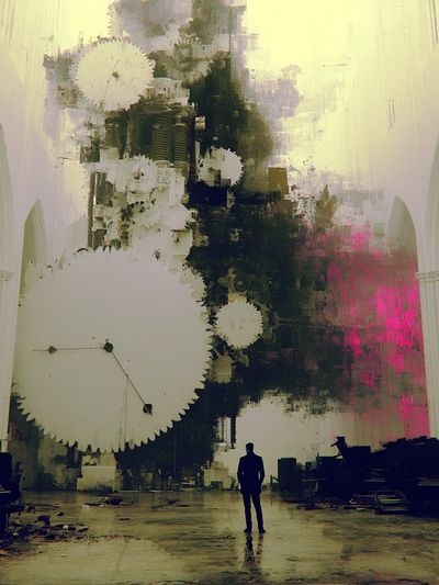 Surreal Cathedral Glitch Poster.