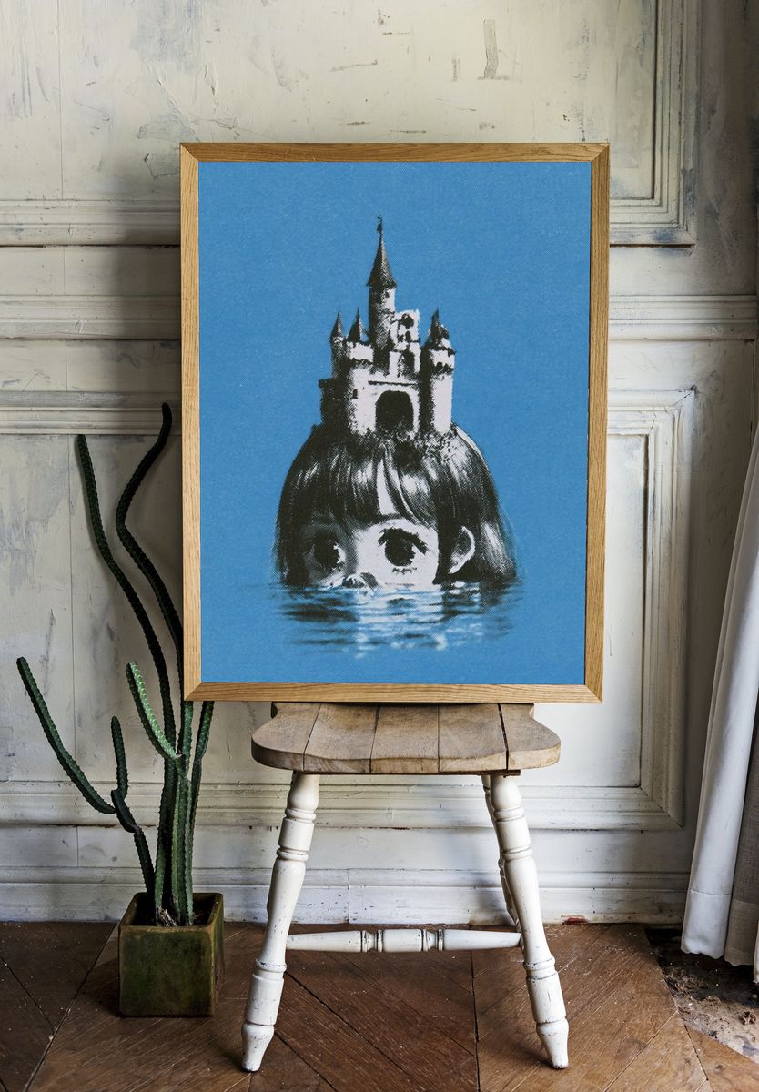 Surreal Castle Girl Print. — room view 1