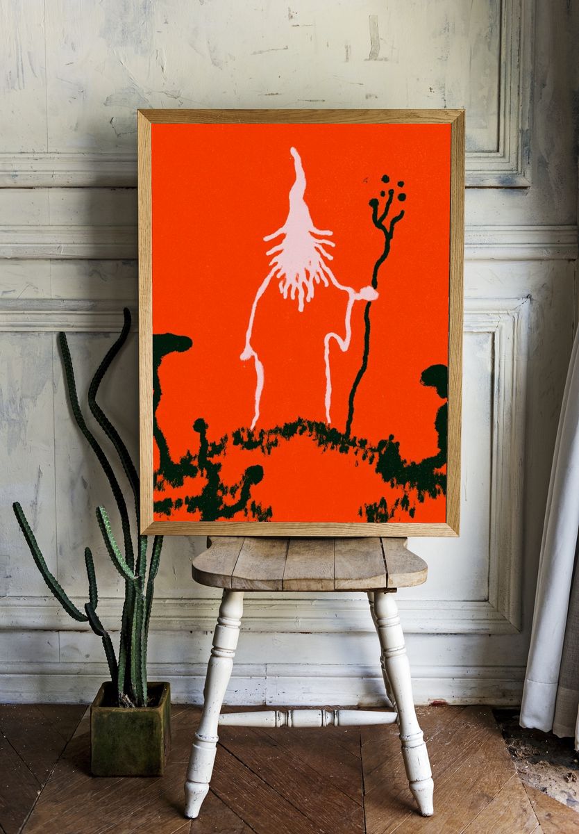 Red Figure Landscape Print. room preview
