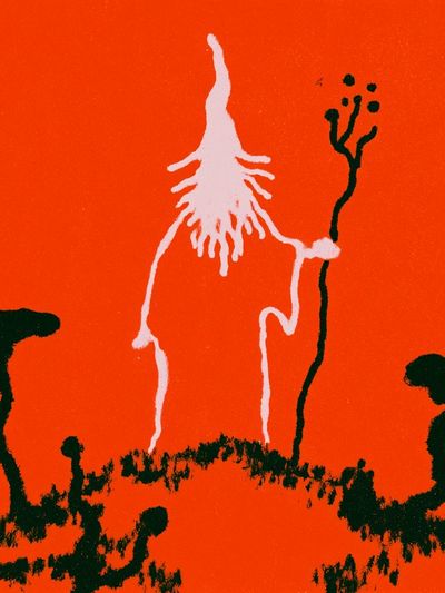 Red Figure Landscape Print. poster