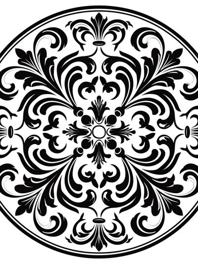 Baroque Medallion Black-White Poster. poster