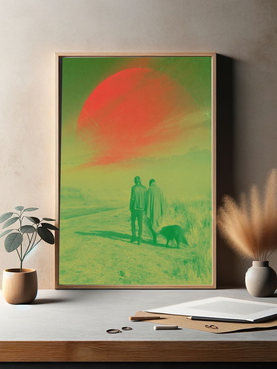 Surreal Red Sun Landscape Poster. — room view 2