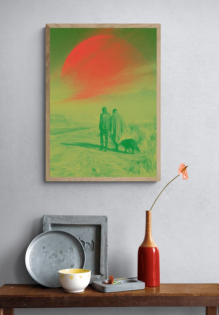 Surreal Red Sun Landscape Poster. — room view 3