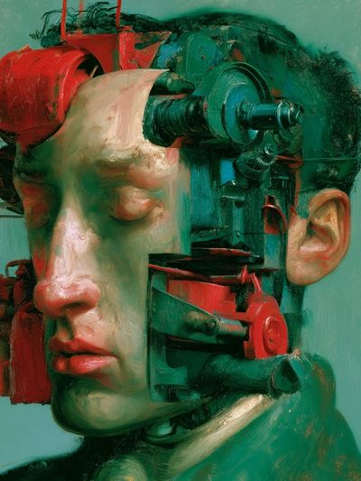 Surreal Mechanical Portrait Print.