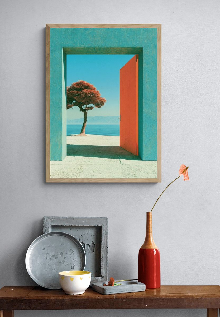 Seaside Doorway Surreal Print. — room view 3