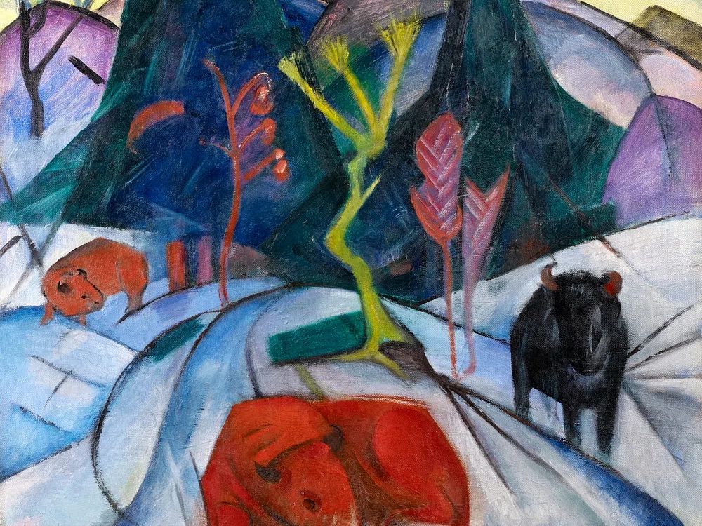 Bison winter (red bison) (1913). poster — fine-art art