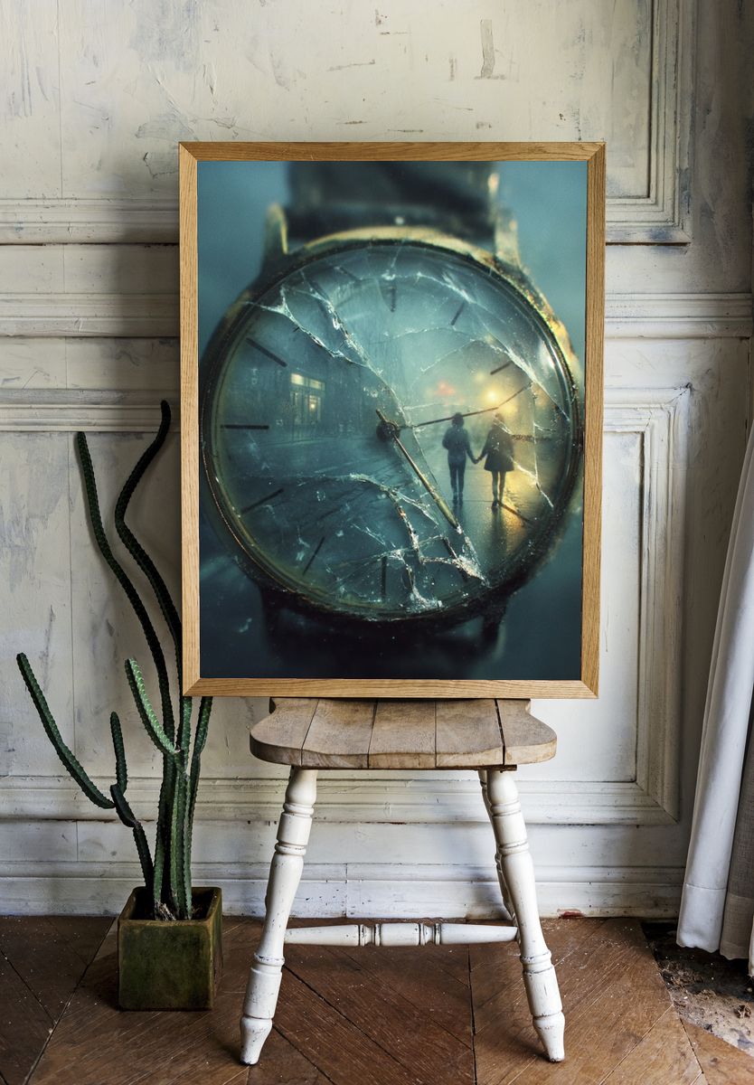 Broken Time Watch Surreal Print. — room view 1