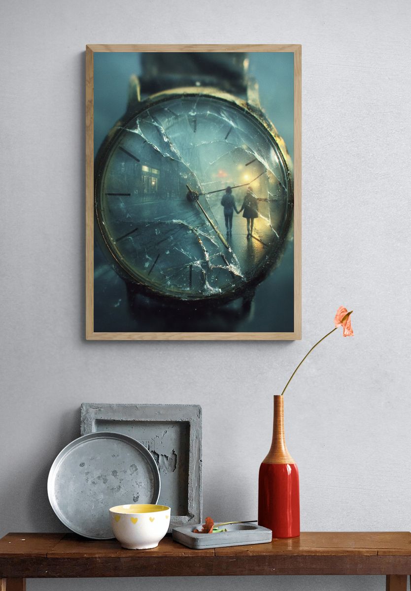 Broken Time Watch Surreal Print. — room view 3