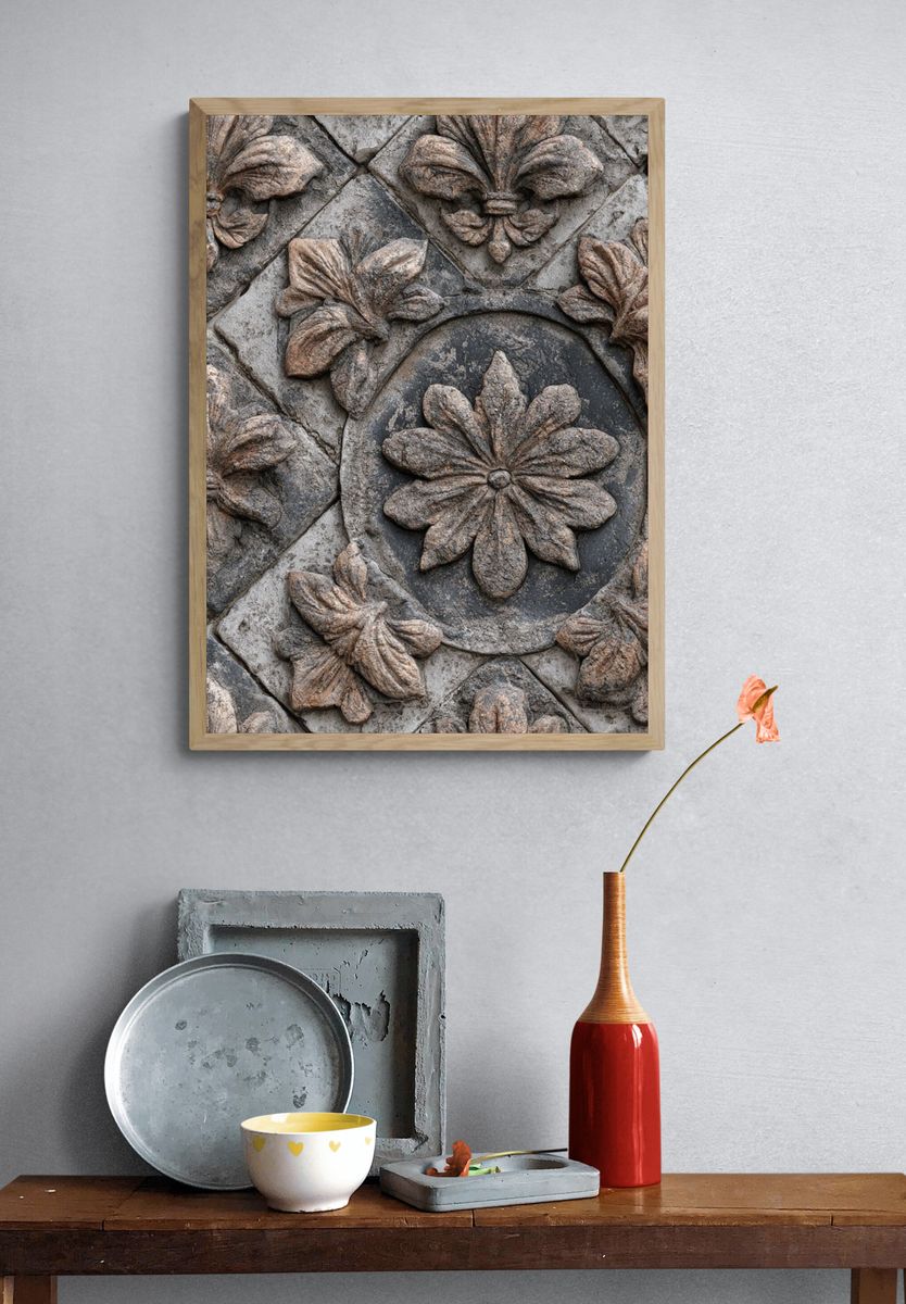 Stone Floral Relief Poster. — room view 3