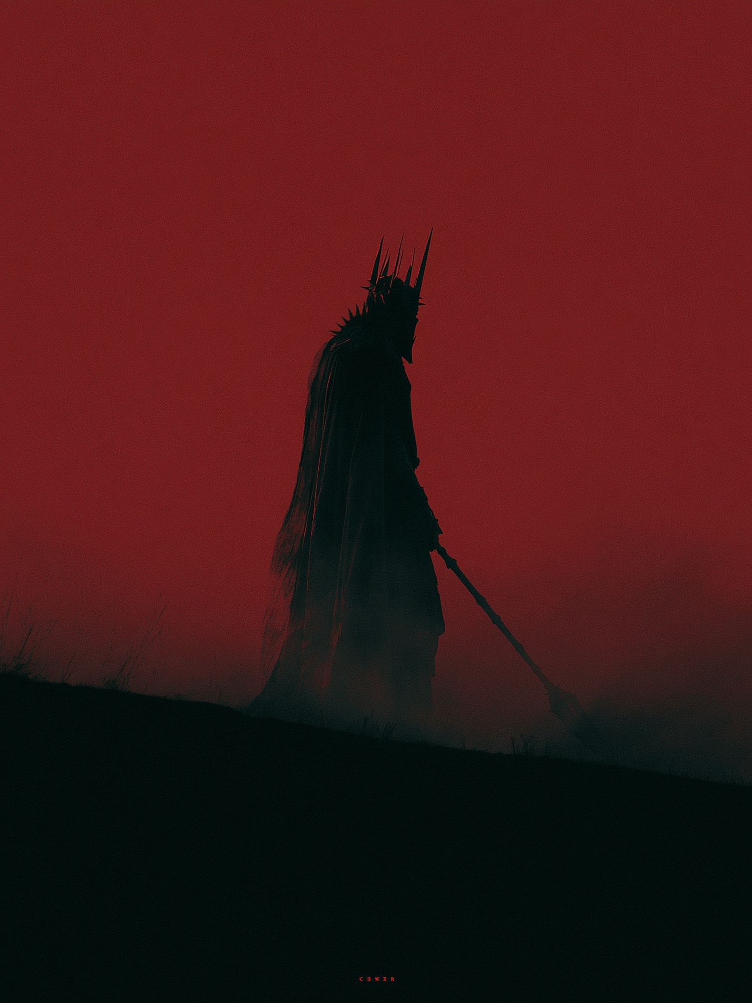 Dark Red Hooded Figure Poster. poster detail