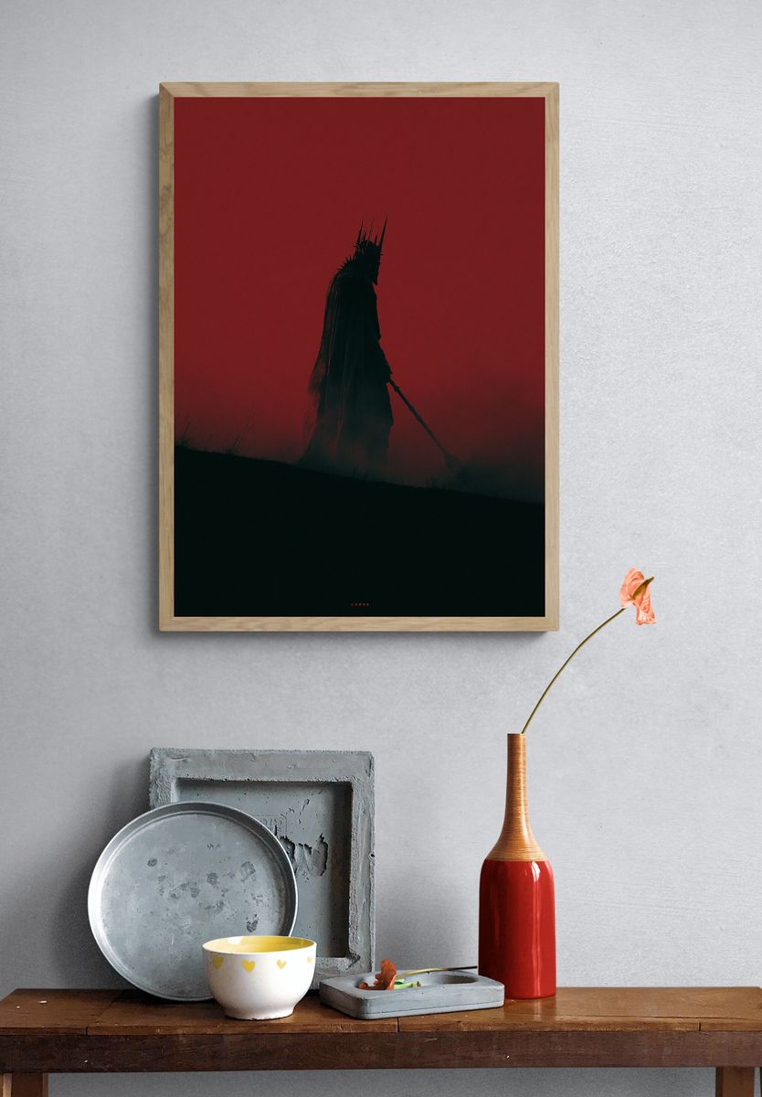 Dark Red Hooded Figure Poster. — room view 3