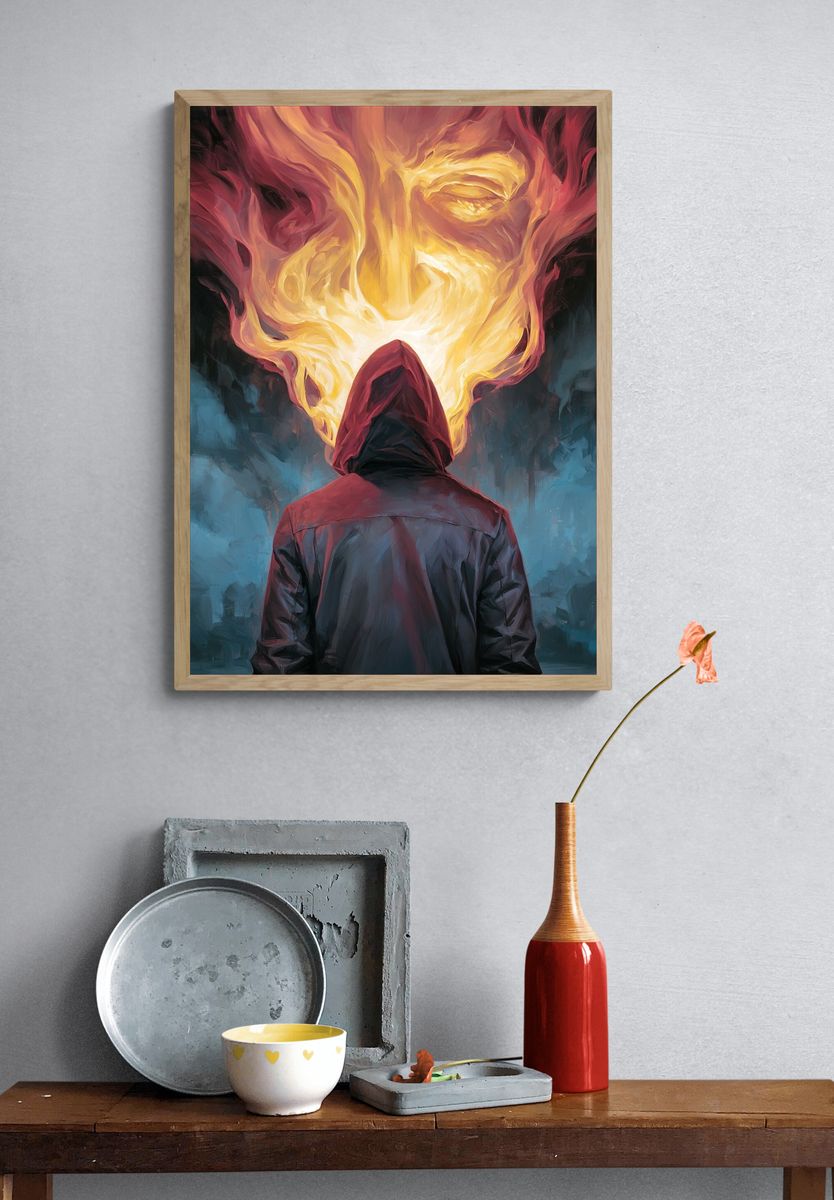 Hooded Figure Flame Vision Print. — room view 3