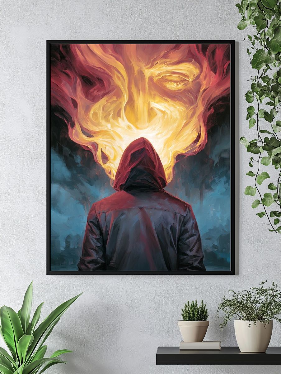 Hooded Figure Flame Vision Print. — room view 4