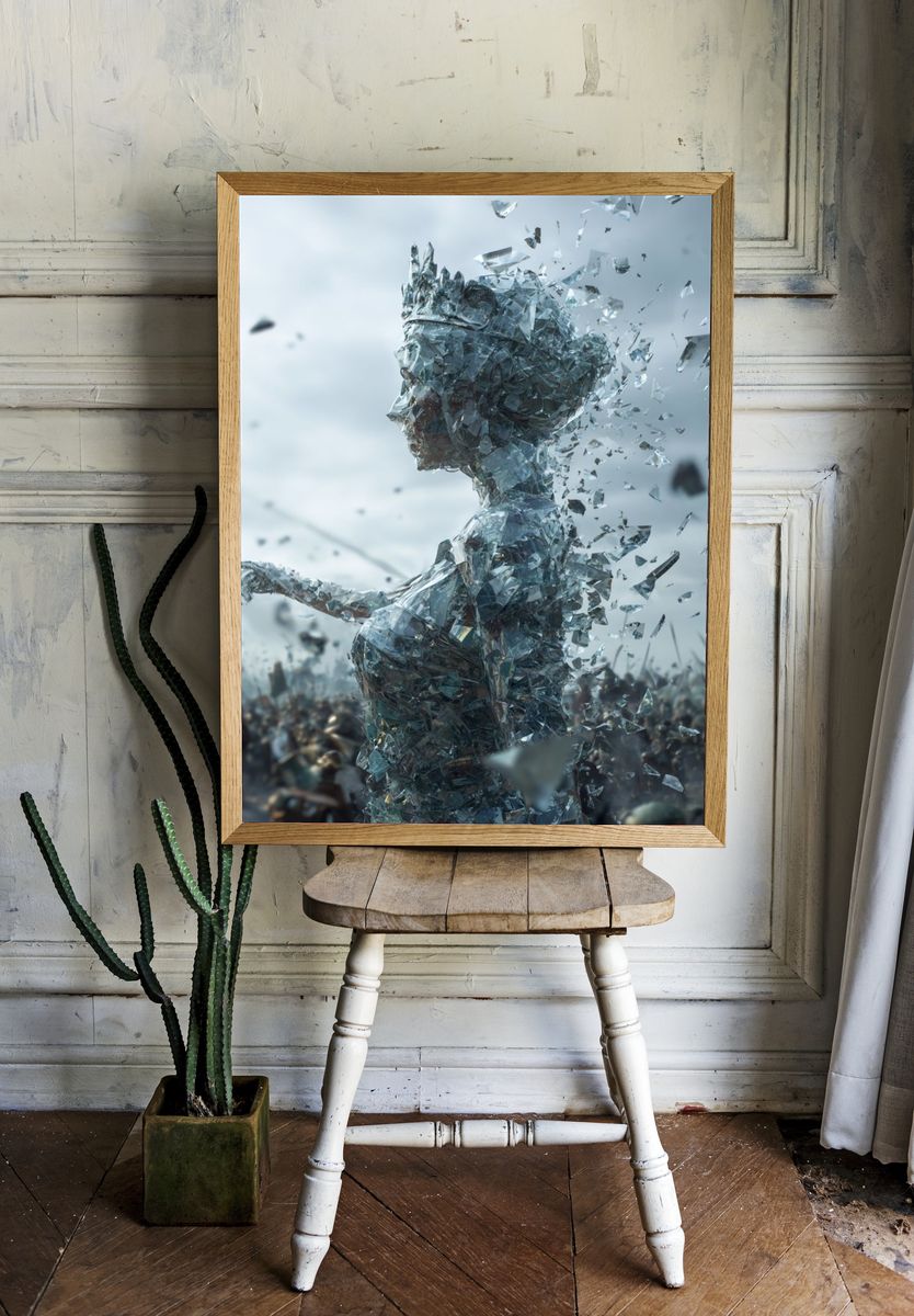 Shattered Crystal Figure Surrealism Poster. — room view 1