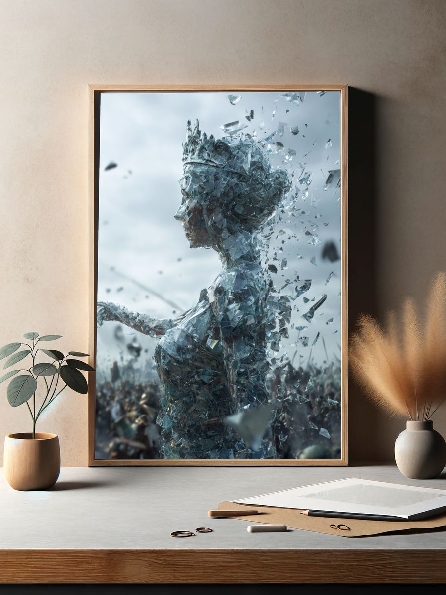 Shattered Crystal Figure Surrealism Poster. — room view 2