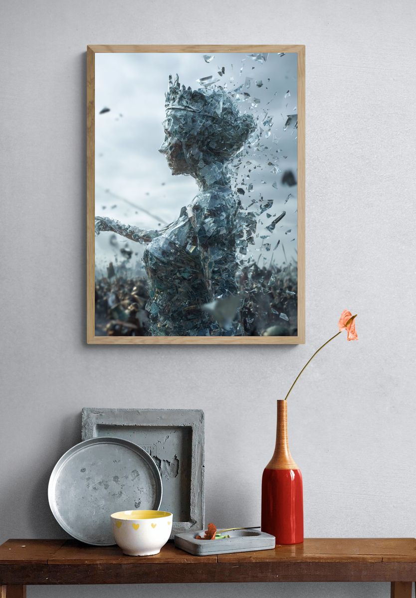Shattered Crystal Figure Surrealism Poster. — room view 3