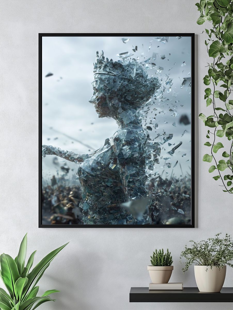 Shattered Crystal Figure Surrealism Poster. — room view 4