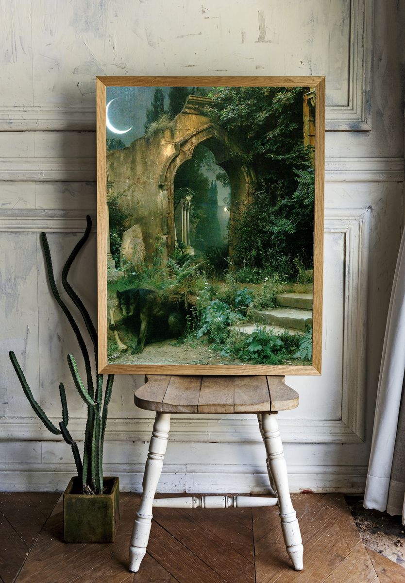 Moonlit Garden Ruins Poster. — room view 1