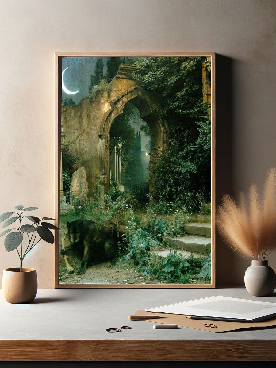 Moonlit Garden Ruins Poster. — room view 2