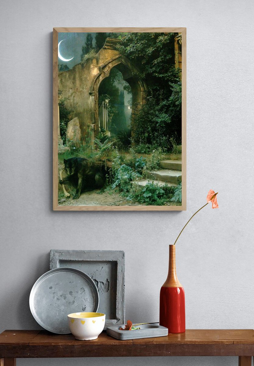 Moonlit Garden Ruins Poster. — room view 3