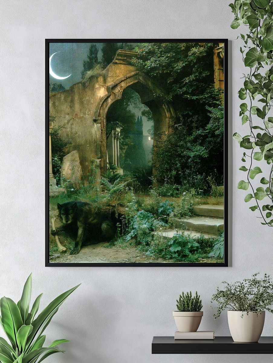 Moonlit Garden Ruins Poster. — room view 4