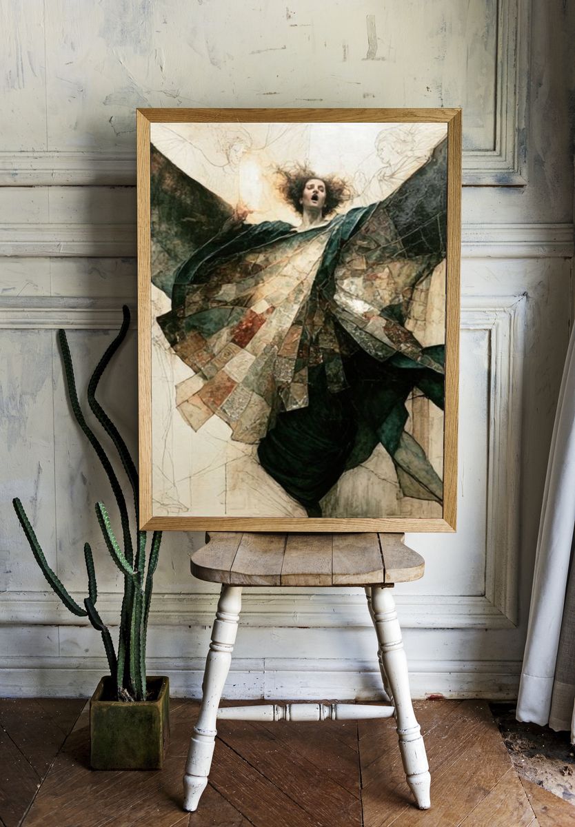 Winged Figure Surrealism Print. — room view 1