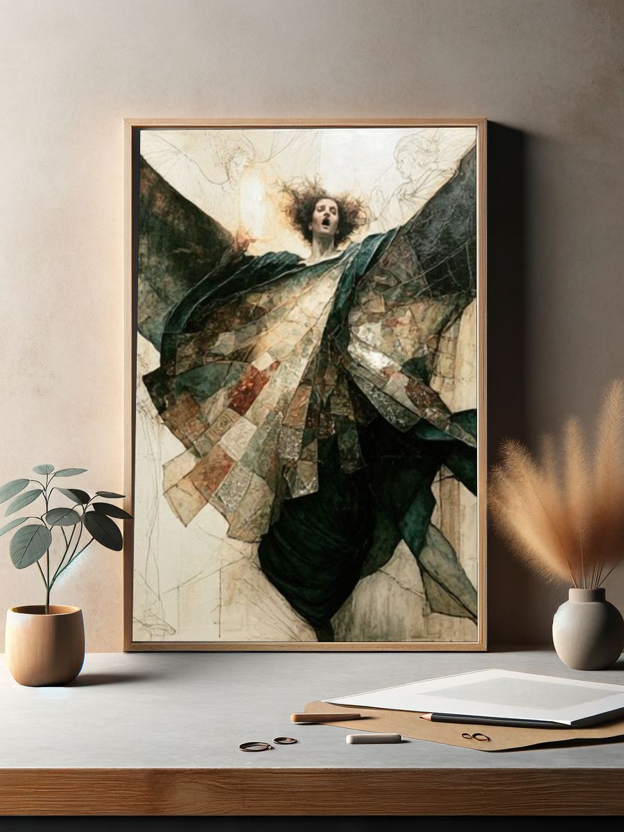 Winged Figure Surrealism Print. — room view 2