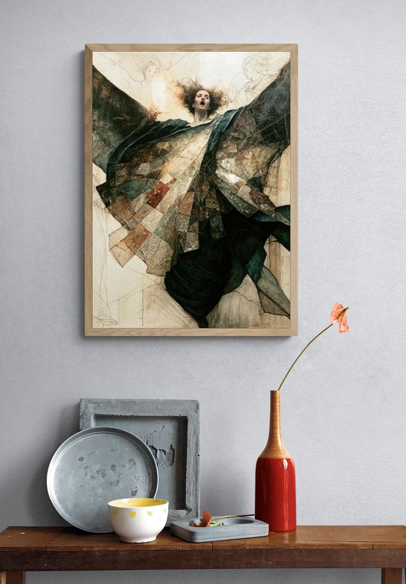 Winged Figure Surrealism Print. — room view 3