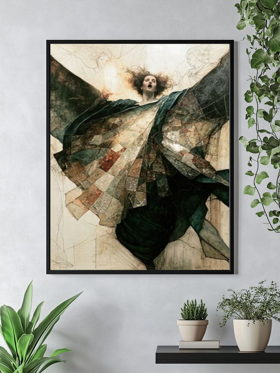 Winged Figure Surrealism Print. — room view 4